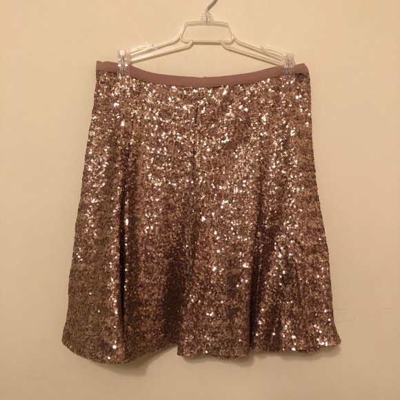 New CeCe Gold Frill Sequin Skirt w/ Zipper Closure & Slip - Picture 2 of 3